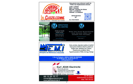 La Glozelienne / Miroiterie du centre / E.M.I / Eurl Jean Electricite