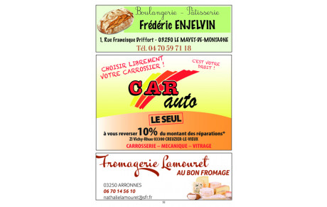 Boulangerie Patisserie Enjelvin / Car Auto / Fromagerie Lamouret